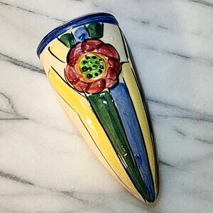 Vintage Japan Wall Vase Floral Ceramic Cottagecore Romantic Grannycore 1930s